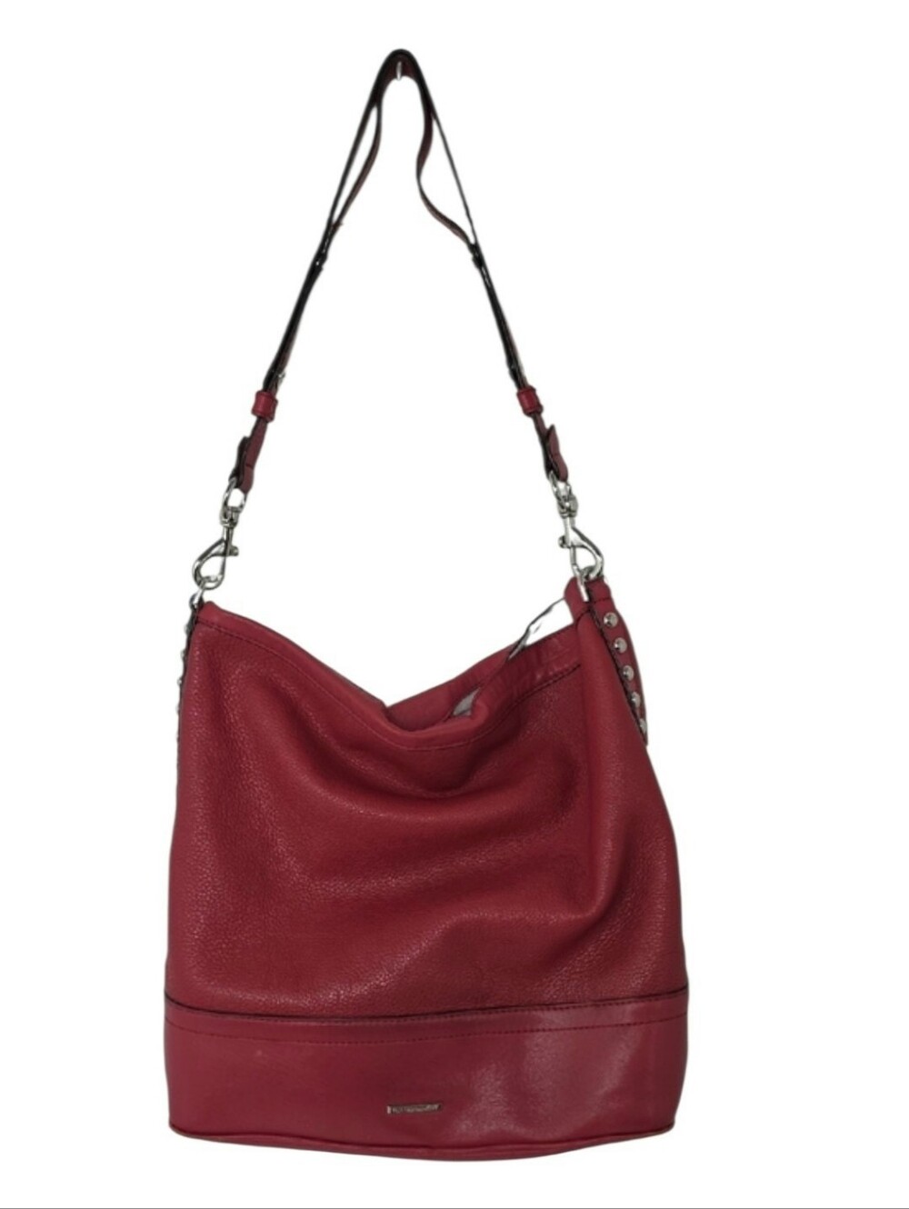 Rebecca Minkoff Red Leather Silver Studded Blythe Dual Strap Hobo‎ Shoulder Bag